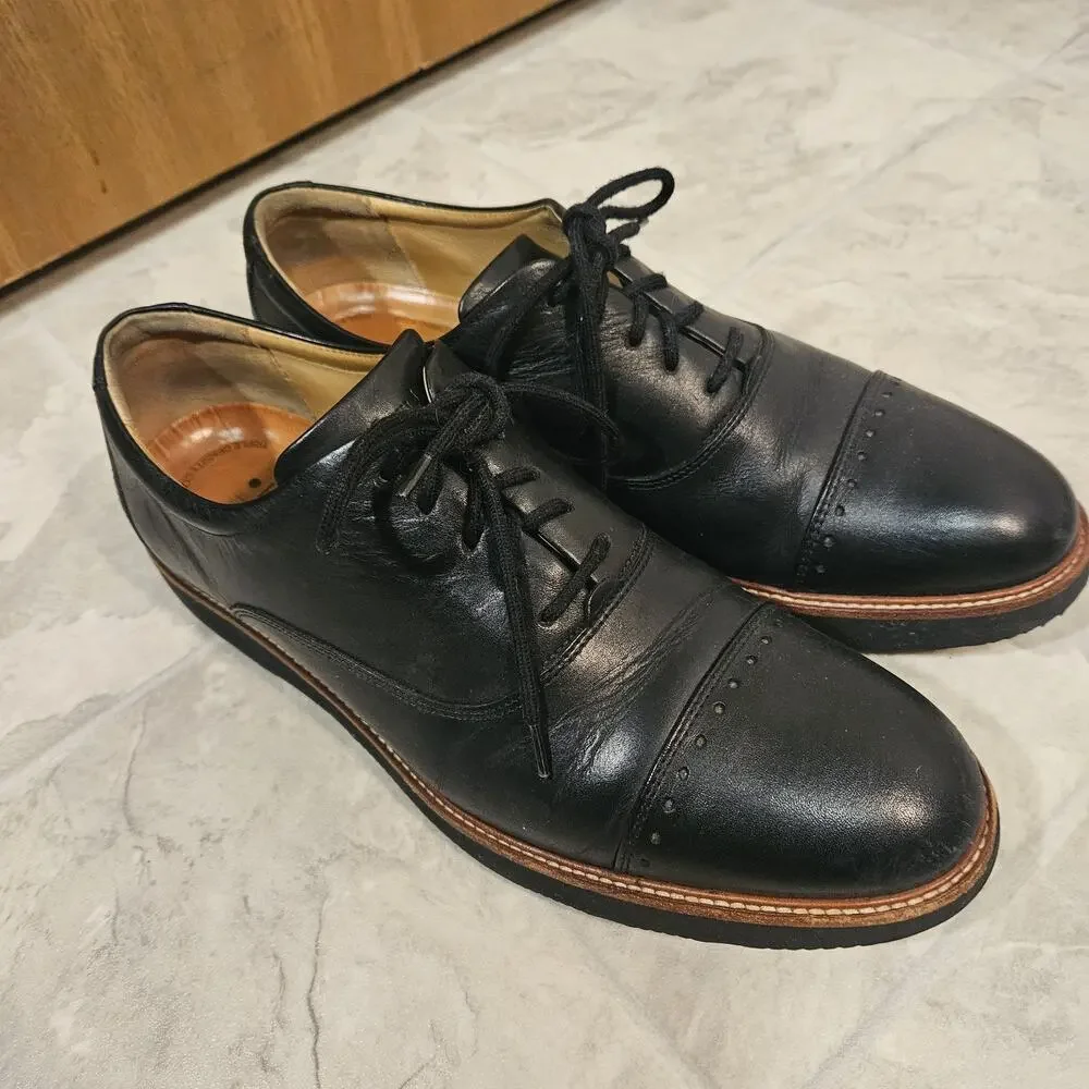 Samuel Hubbard Market Cap Black Leather Oxford Dress Shoes Men's Size 11.5 M